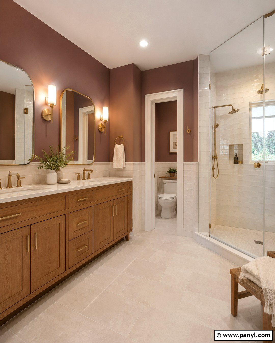 Cinnamon Slate Bathroom With Ivory Tile - 20 Cinnamon Slate Wall Color Ideas