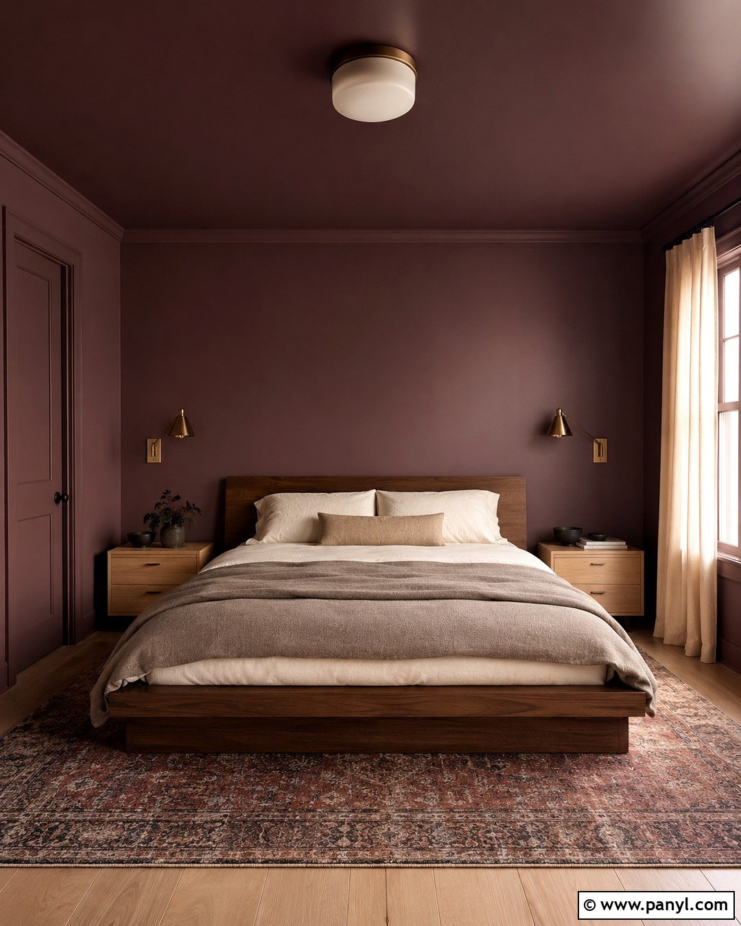 Cinnamon Slate Bedroom With Color-Drenched Walls - 20 Cinnamon Slate Wall Color Ideas