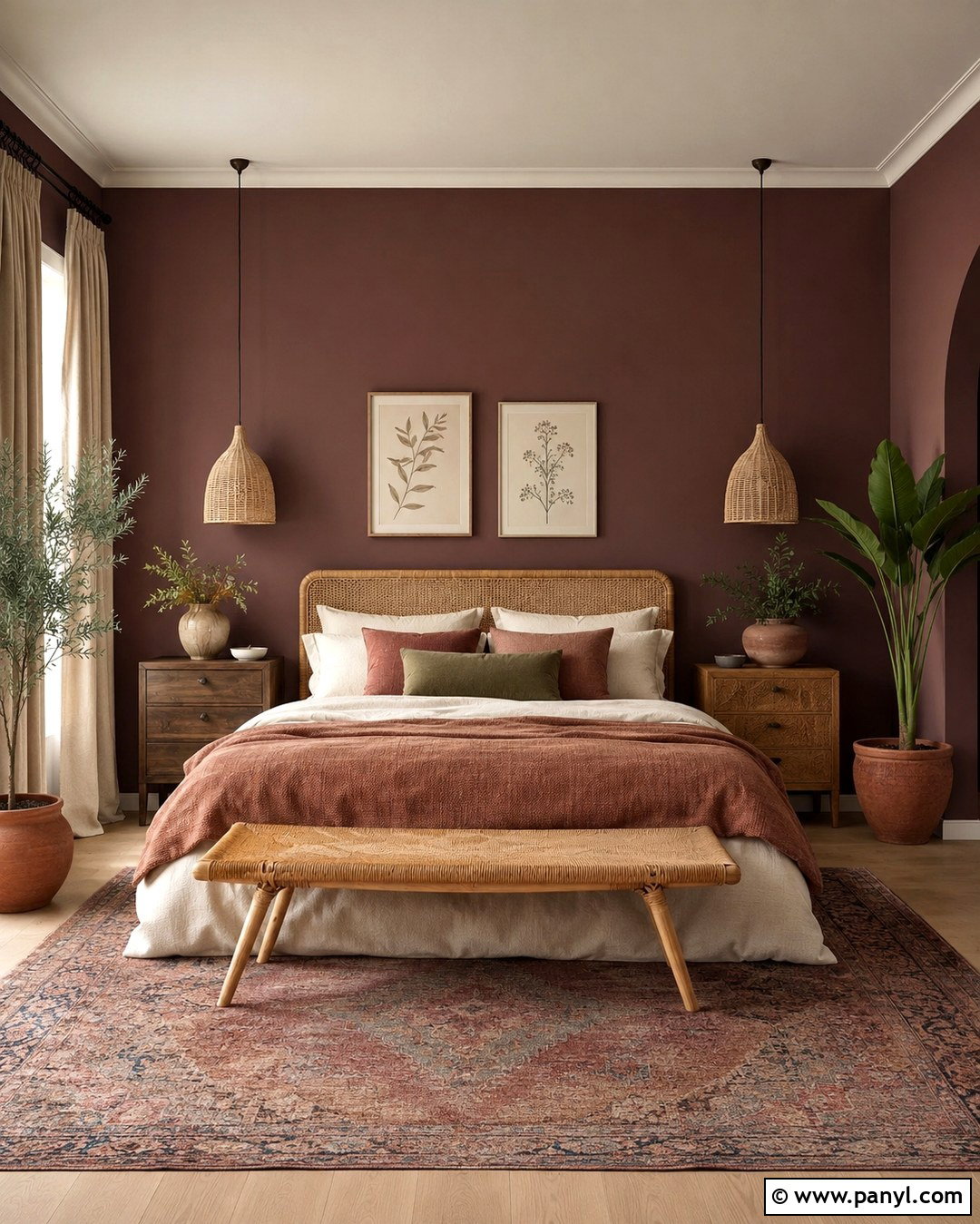 Cinnamon Slate Boho Bedroom - 20 Cinnamon Slate Wall Color Ideas