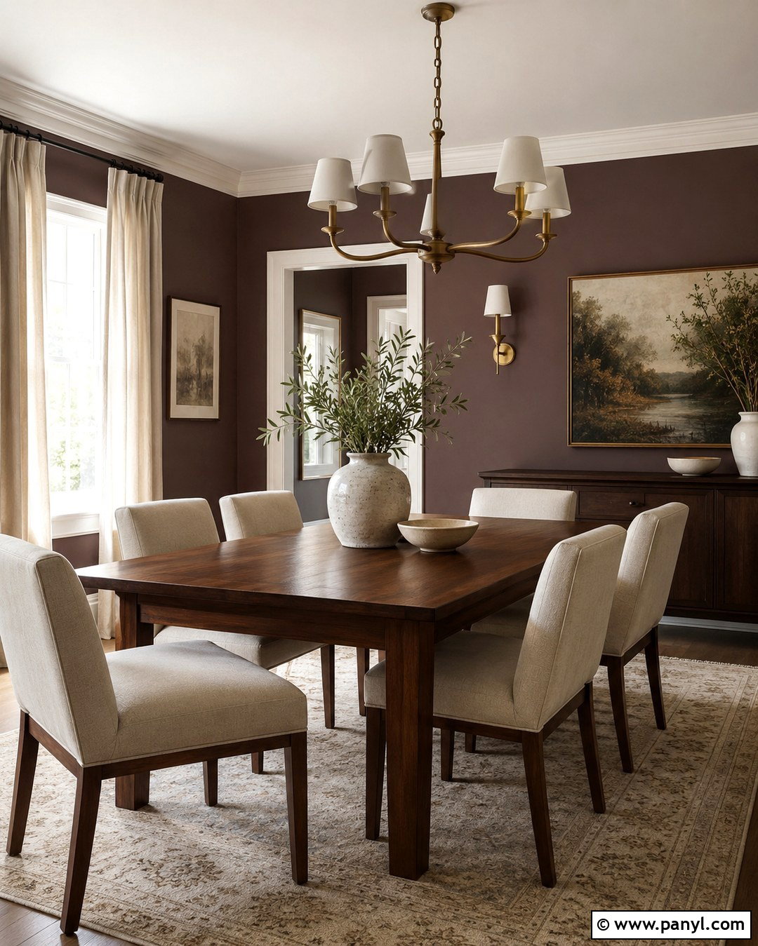 Cinnamon Slate Dining Room With Walnut Furniture - 20 Cinnamon Slate Wall Color Ideas