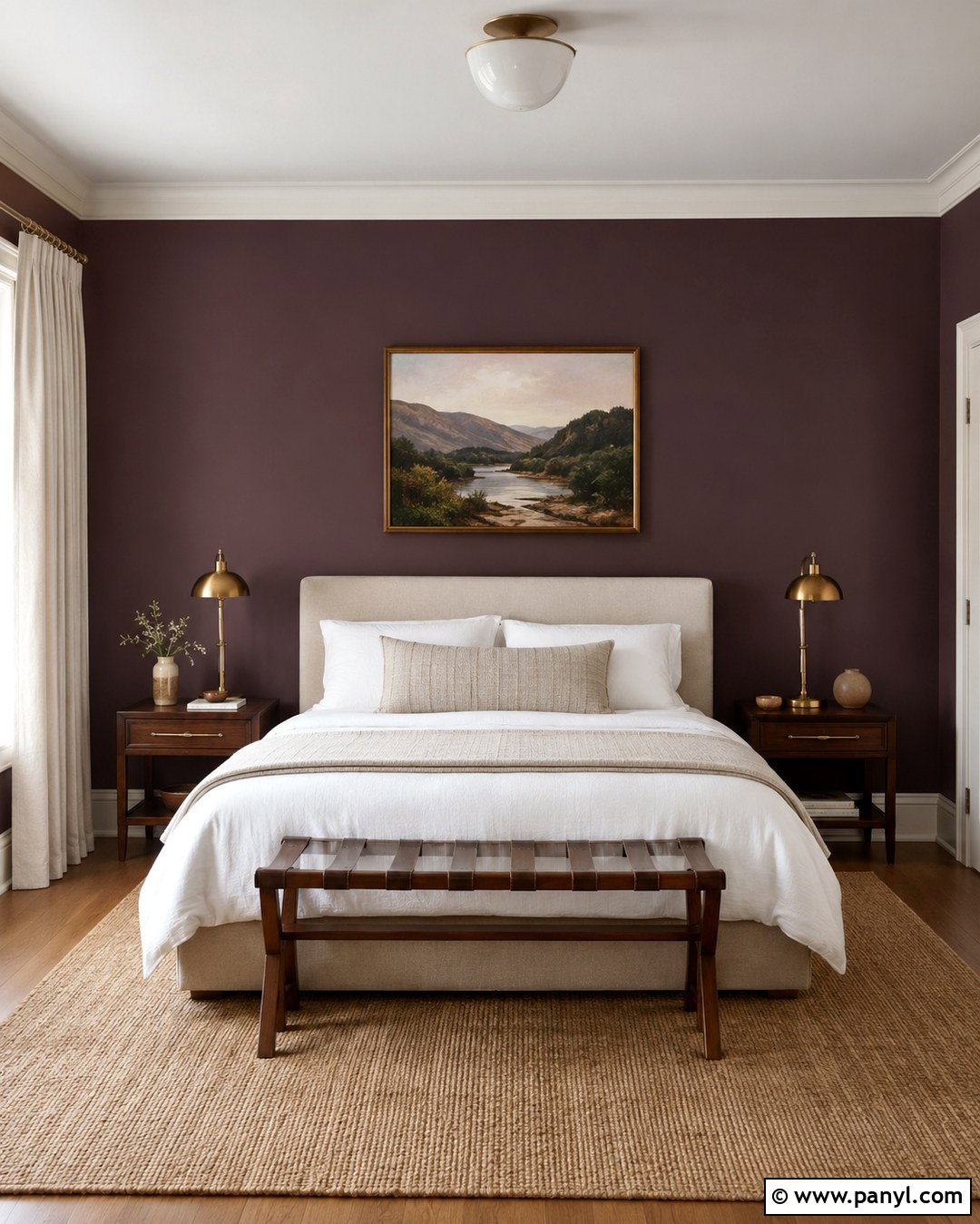 Cinnamon Slate Guest Bedroom With Brass Accents - 20 Cinnamon Slate Wall Color Ideas