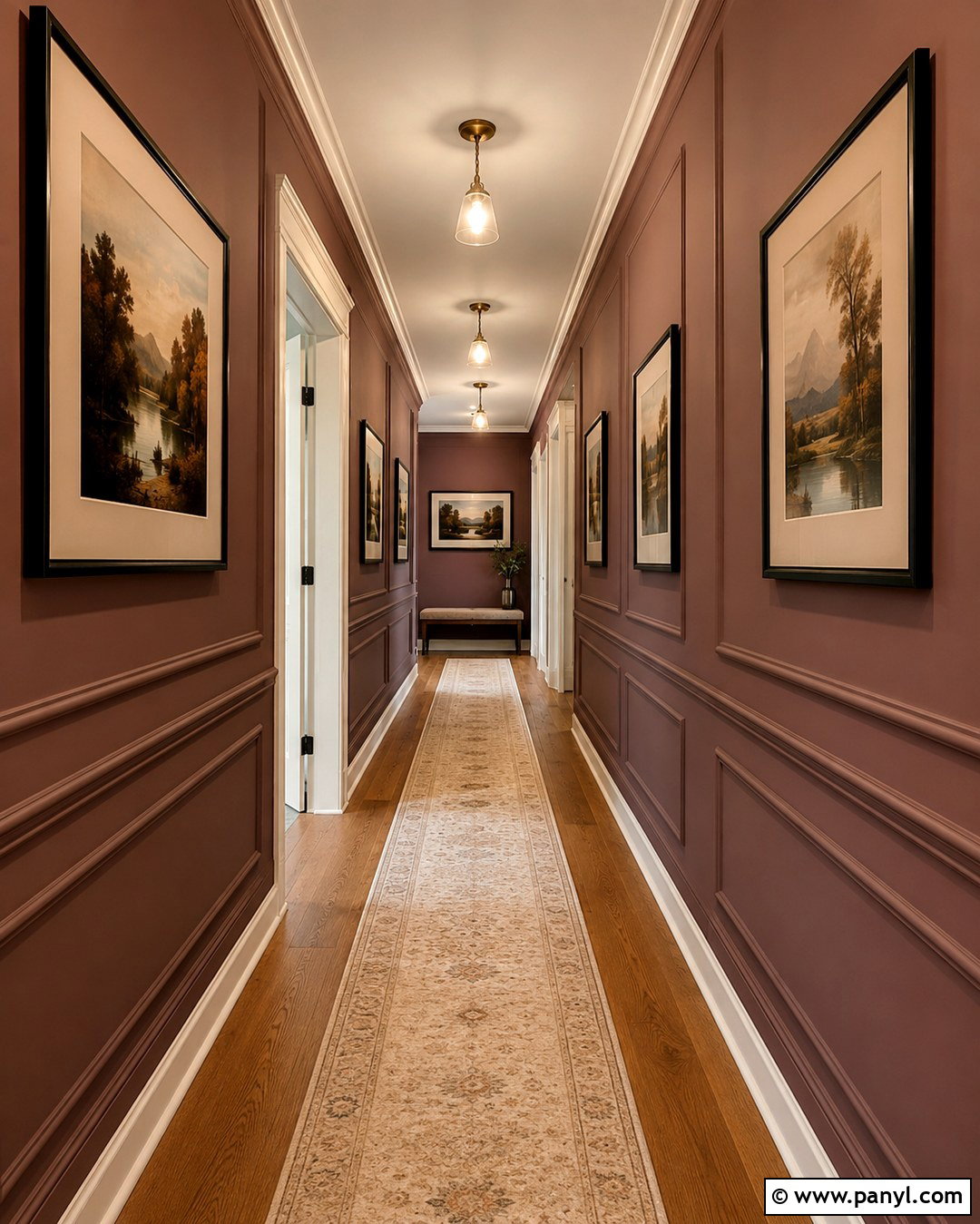 Cinnamon Slate Hallway With Picture Frame Molding - 20 Cinnamon Slate Wall Color Ideas