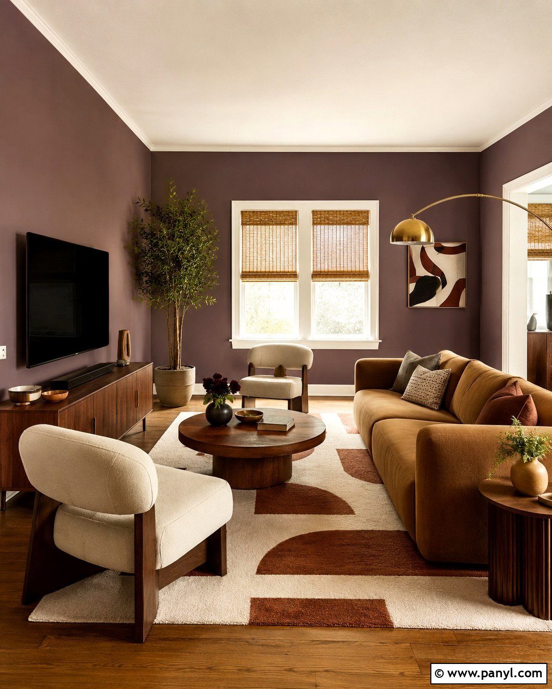 Cinnamon Slate Midcentury Living Room - 20 Cinnamon Slate Wall Color Ideas