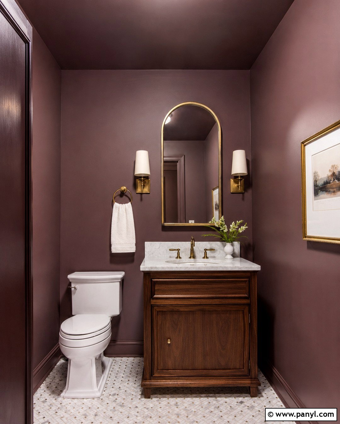 Cinnamon Slate Powder Room With Marble - 20 Cinnamon Slate Wall Color Ideas