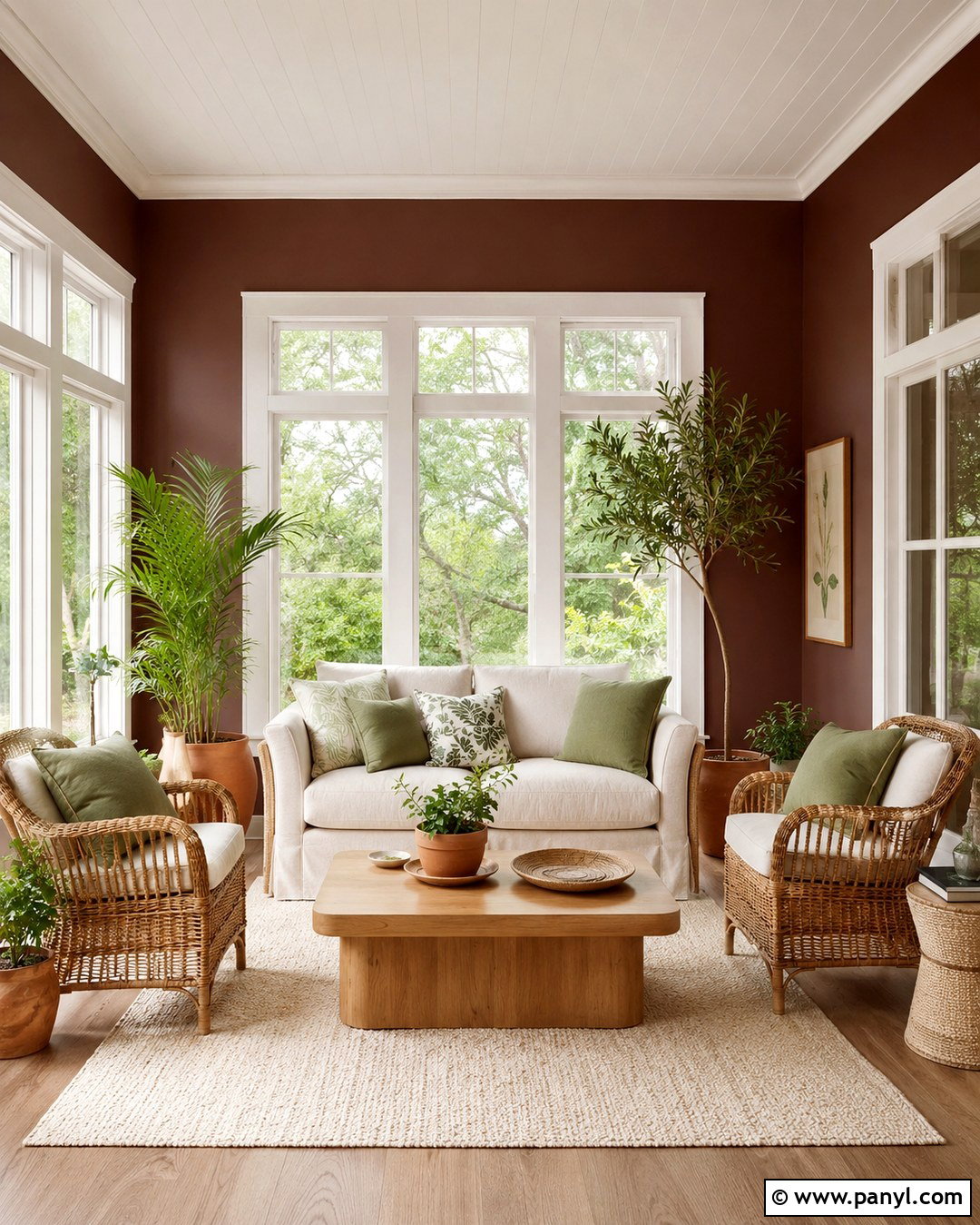 Cinnamon Slate Sunroom With Wicker Furniture - 20 Cinnamon Slate Wall Color Ideas