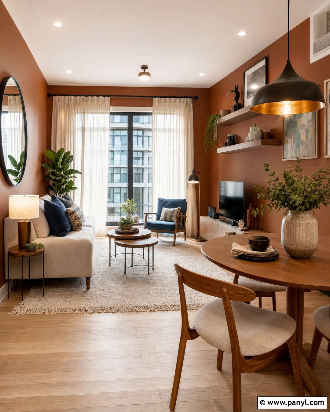 Cinnamon Small Apartment Living Room - 25 Cinnamon Walls