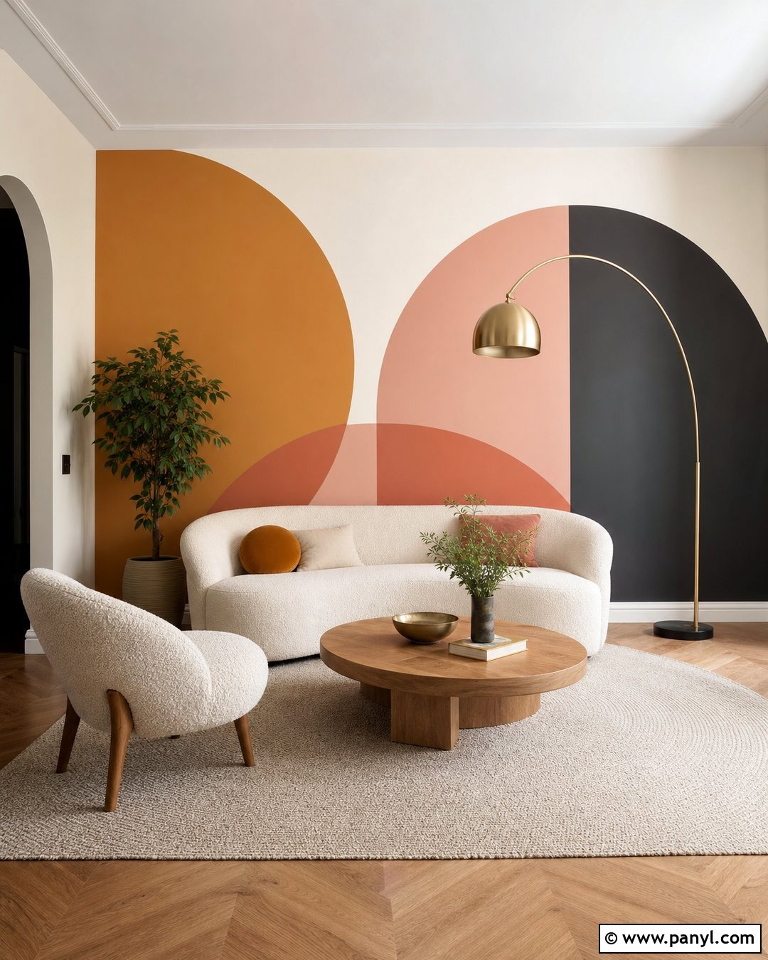 Circle And Semicircle Geometric Wall Pattern - 35 geometric wall paint patterns