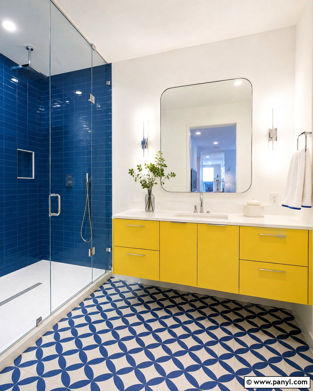 Citron Yellow And Cobalt Blue Bathroom - 20 Yellow Bathroom Colors