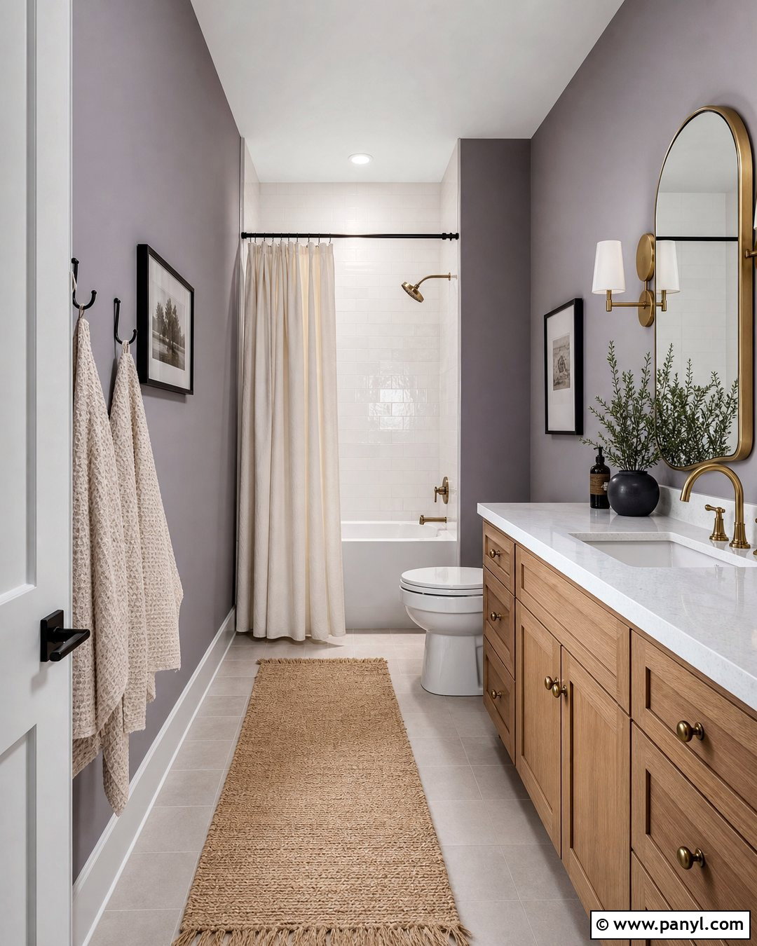 Clary Sage Bathroom With Warm White Tile - 25 Clary Sage Walls