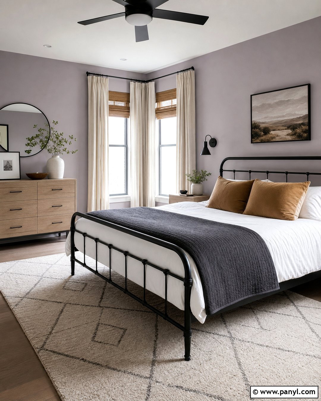 Clary Sage Bedroom With Black Accents - 25 Clary Sage Walls