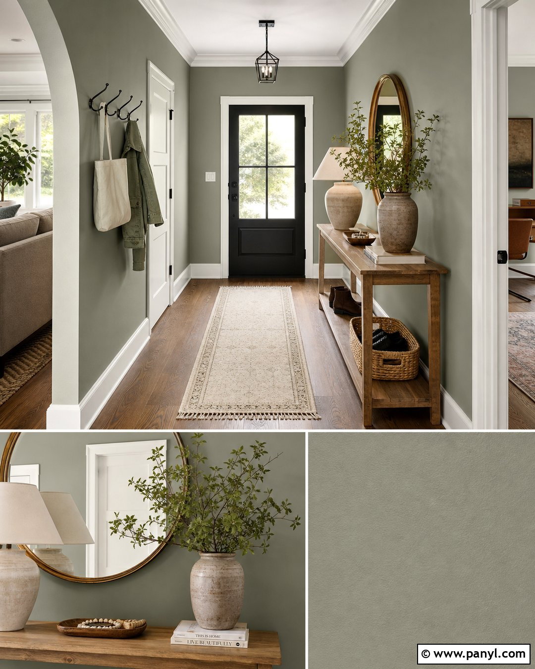 Clary Sage Entryway With Wood Console - 25 Clary Sage Walls