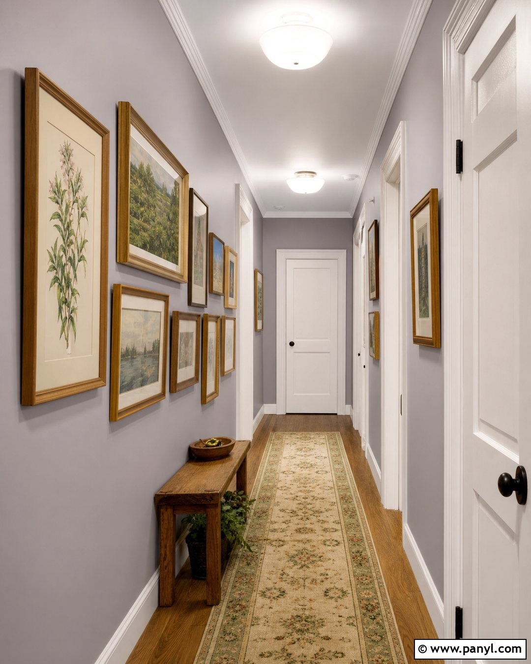 Clary Sage Hallway With Gallery Wall - 25 Clary Sage Walls