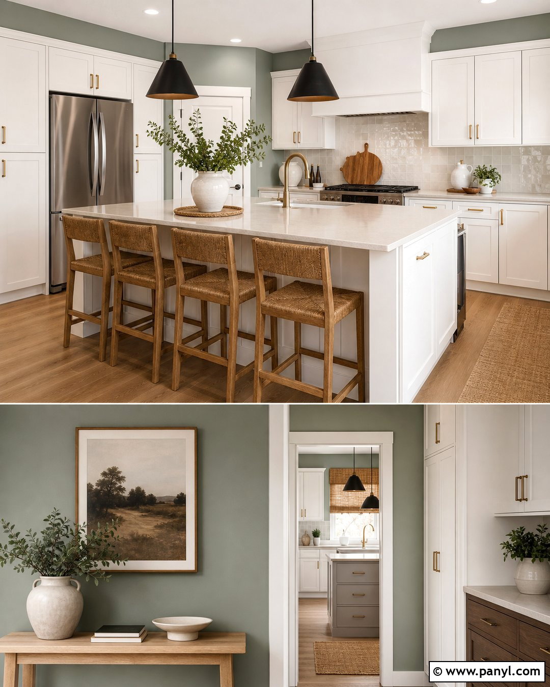 Clary Sage Kitchen With White Cabinets - 25 Clary Sage Walls