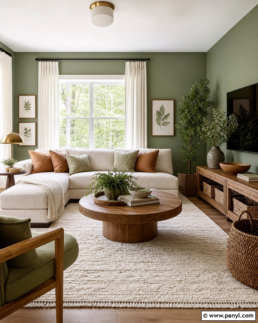 Clary Sage Living Room With Cream Sofa - 20 Clary Sage Green Walls