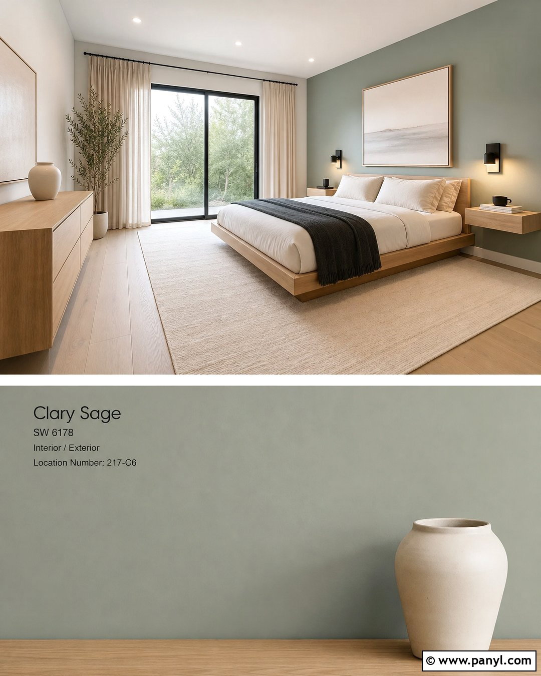Clary Sage Minimalist Bedroom - 25 Clary Sage Walls