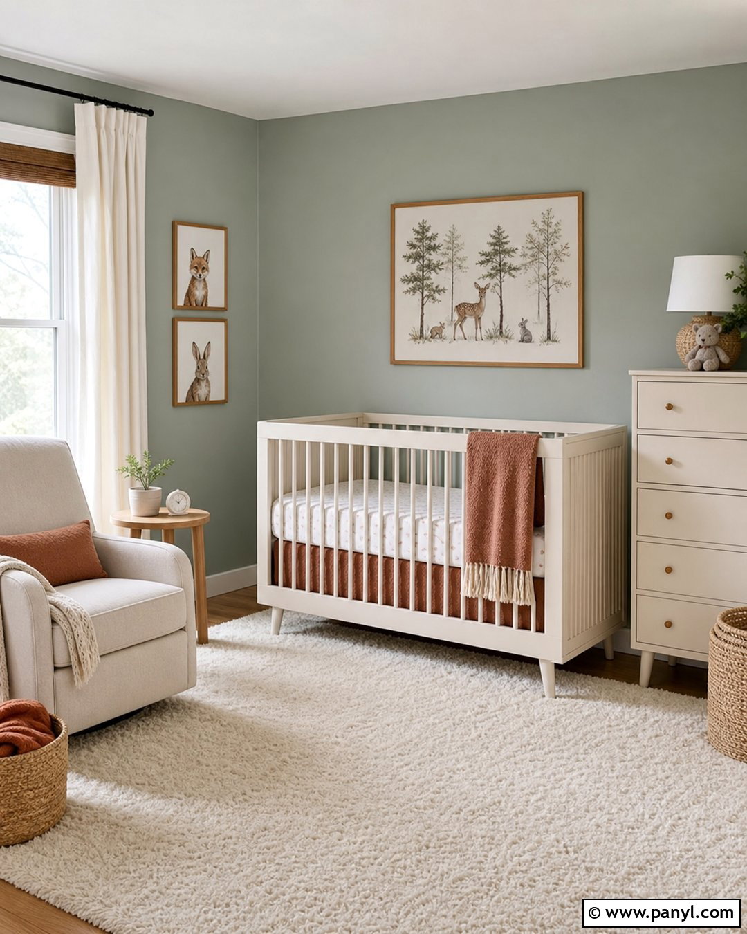 Clary Sage Nursery With Cream Furniture - 25 Clary Sage Walls