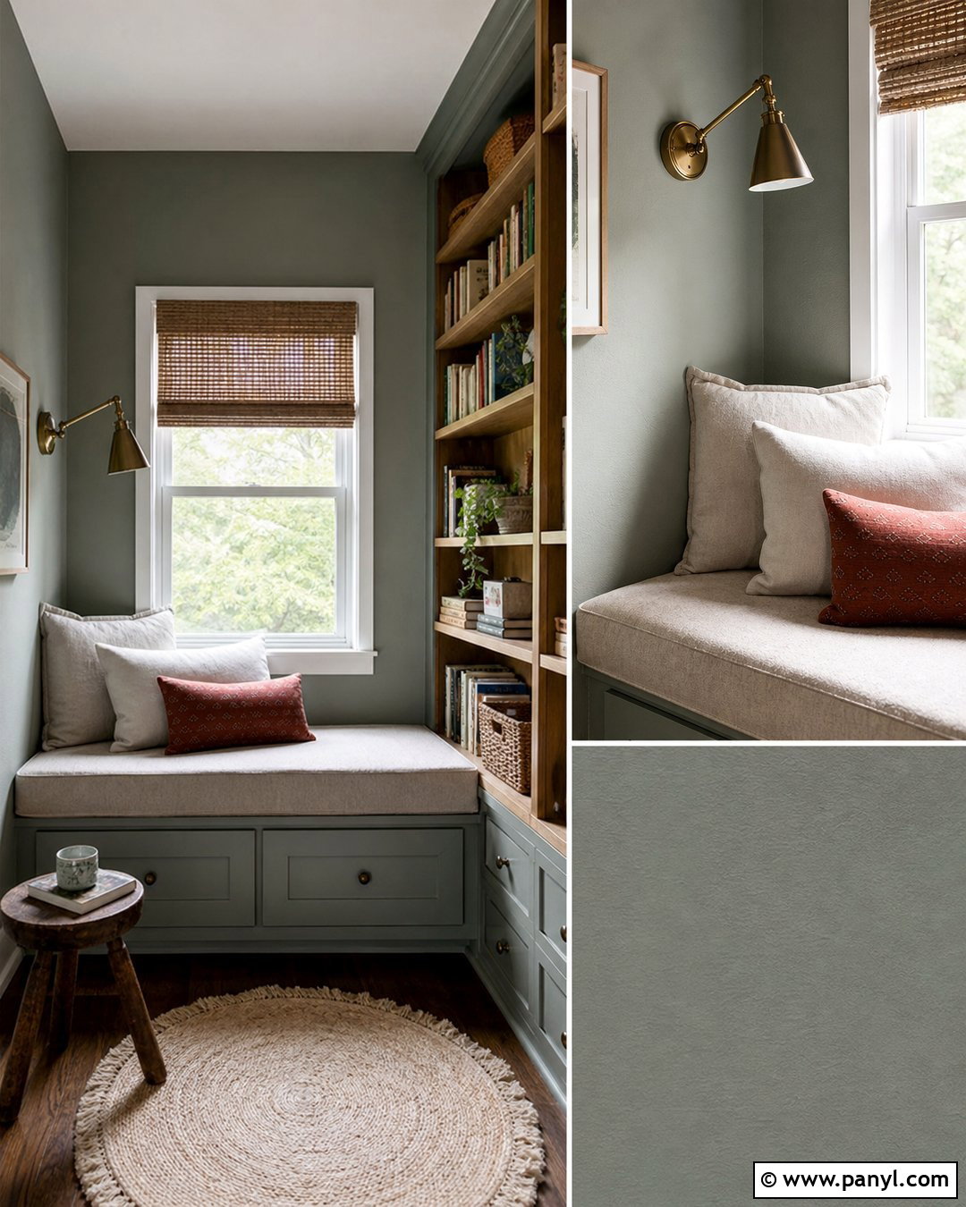 Clary Sage Reading Nook With Built-In Bench - 25 Clary Sage Walls