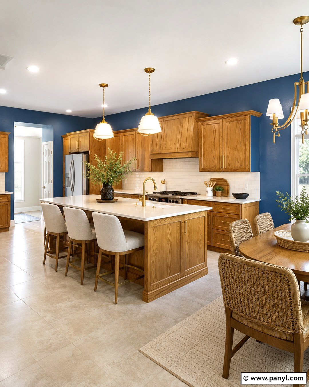 Classic Blue Walls With Oak Cabinets - 20 Blue Walls Oak Cabinets