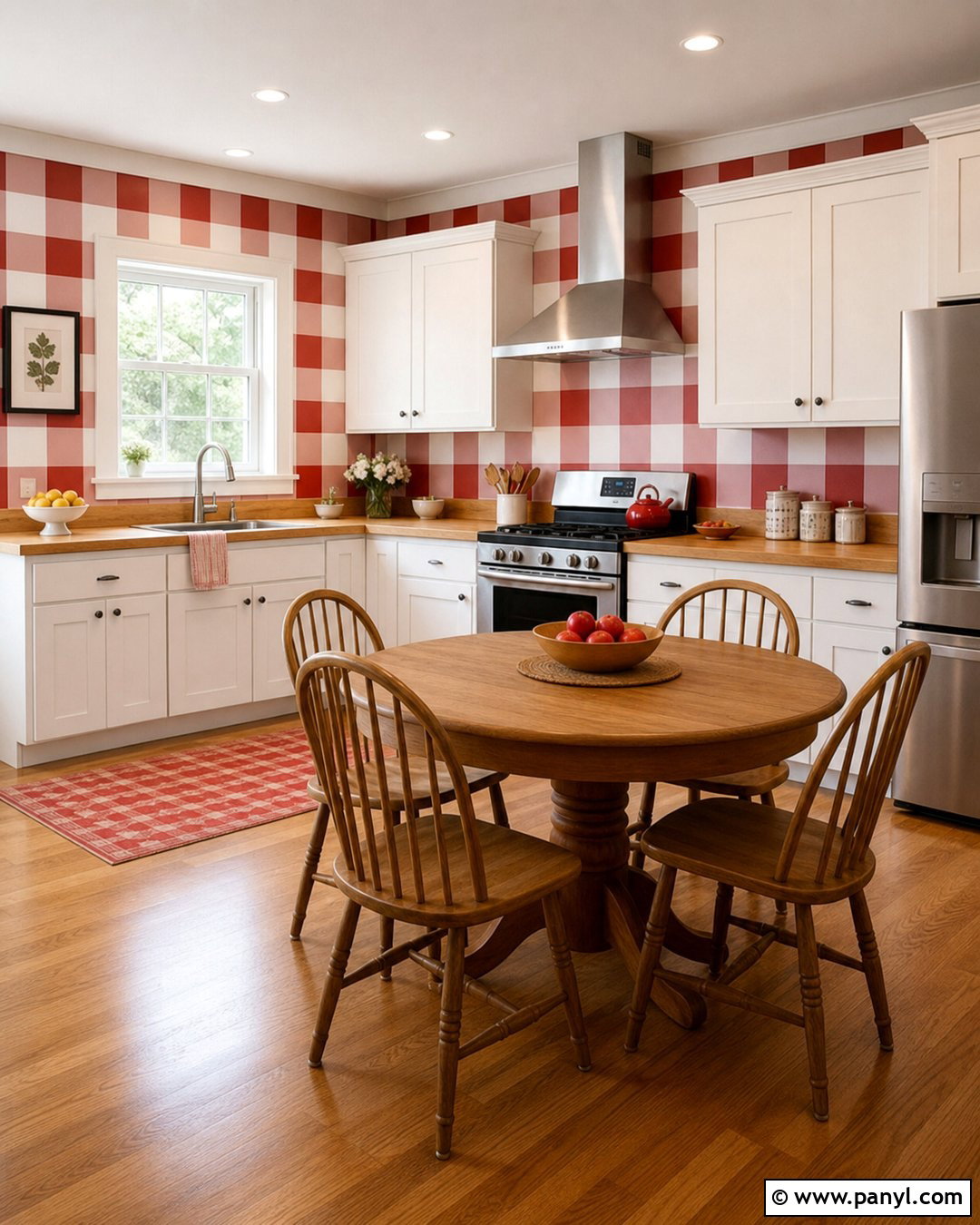 Classic Red And White Checkered Kitchen Wall - 20 Red And White Checkered Wall Ideas