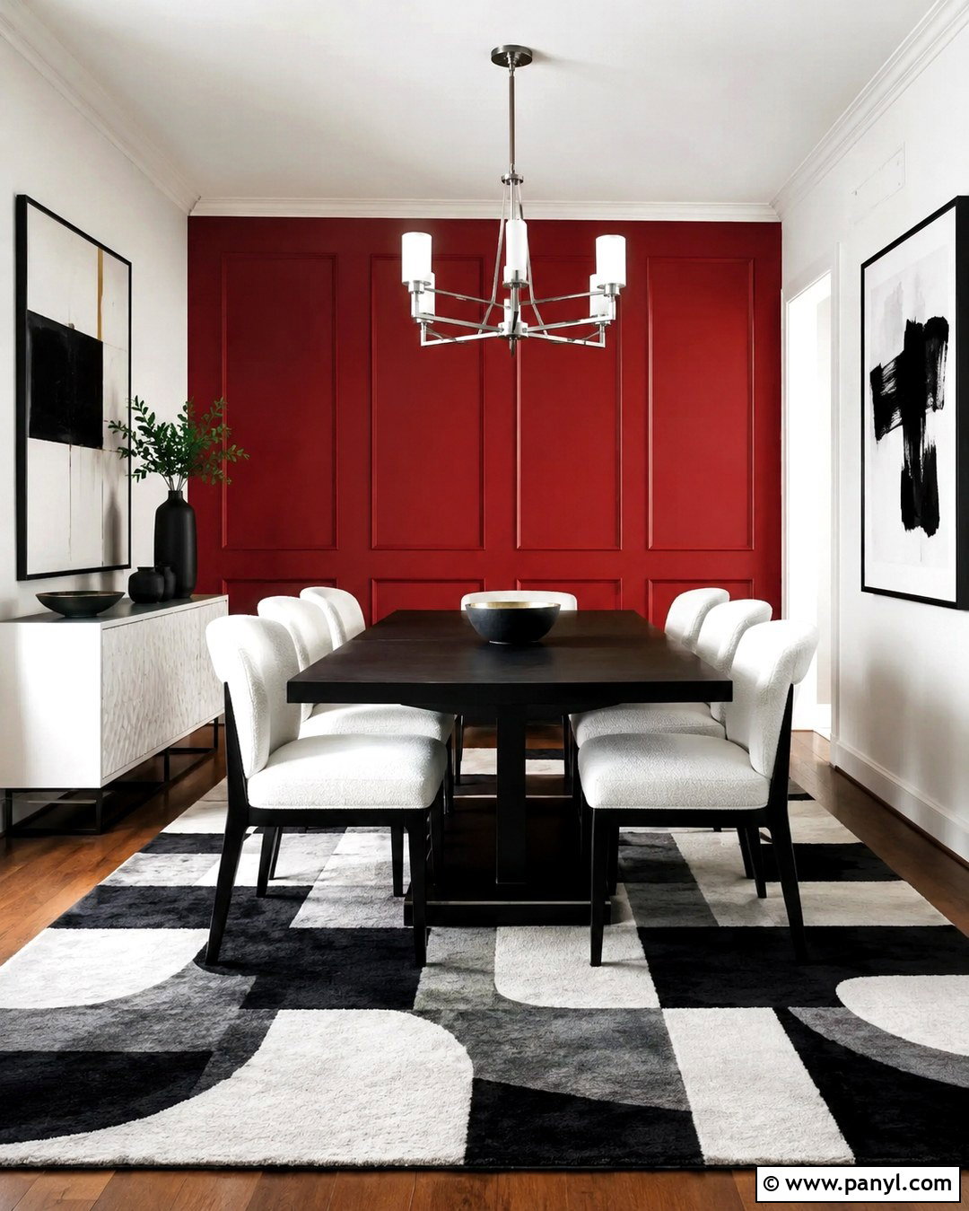 Classic Red Paint With Black And White - 20 Paint Colors That Go With Black And White Ideas