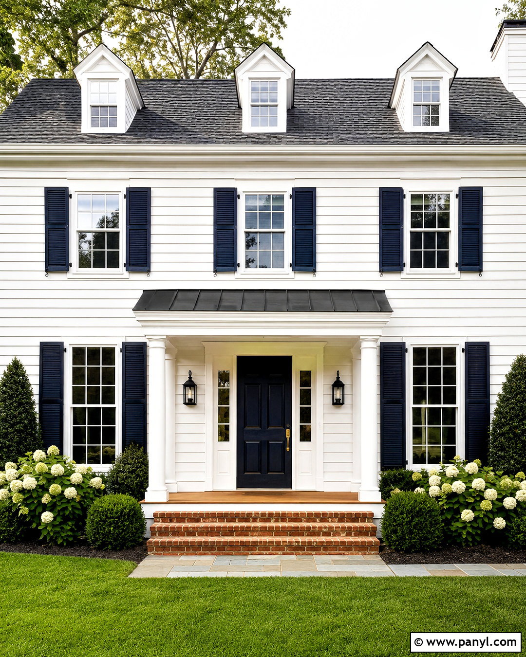 Classic White And Navy House Exterior - 20 outdoor colours for houses