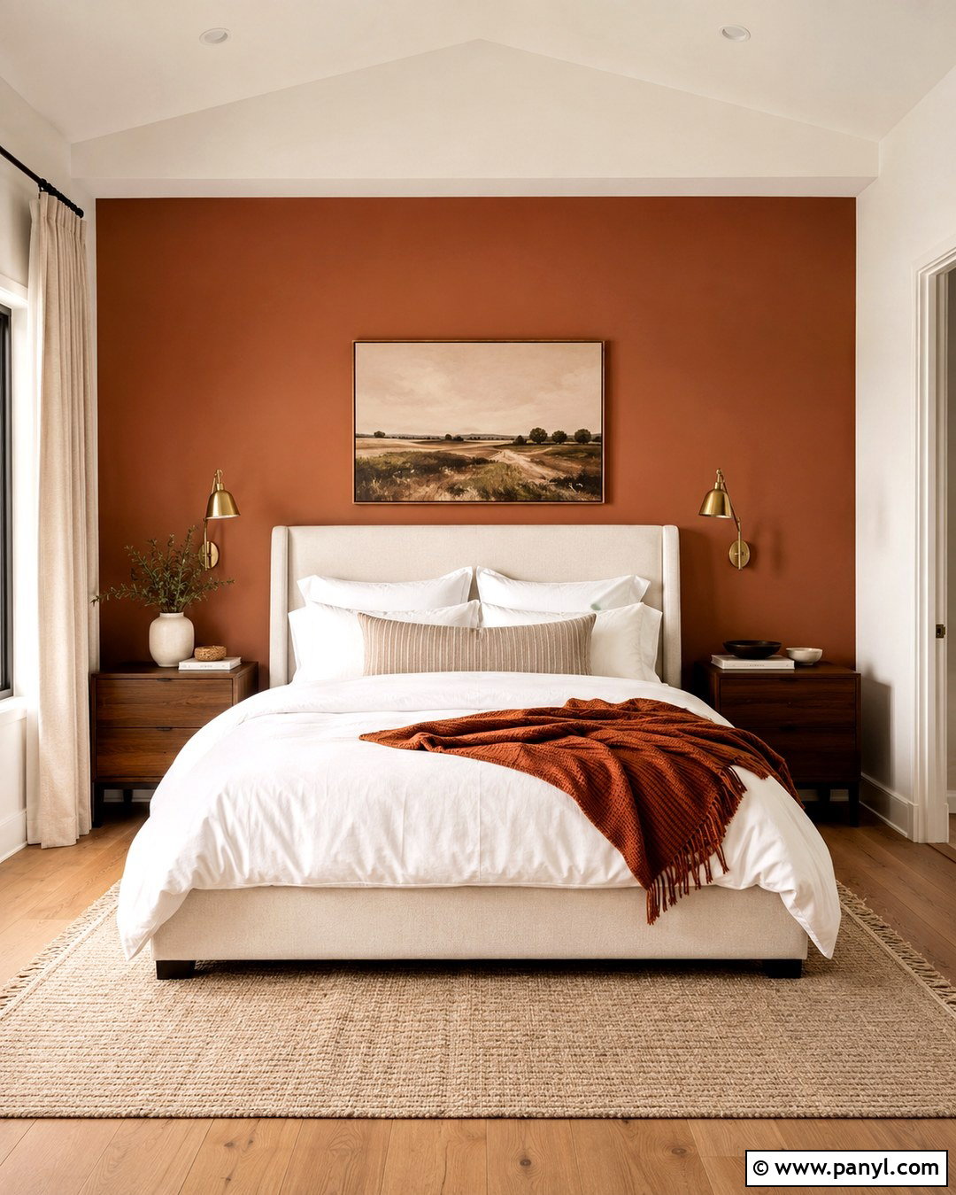 Clay Accent Wall Behind The Bed - 20 Clay Color Painted Walls