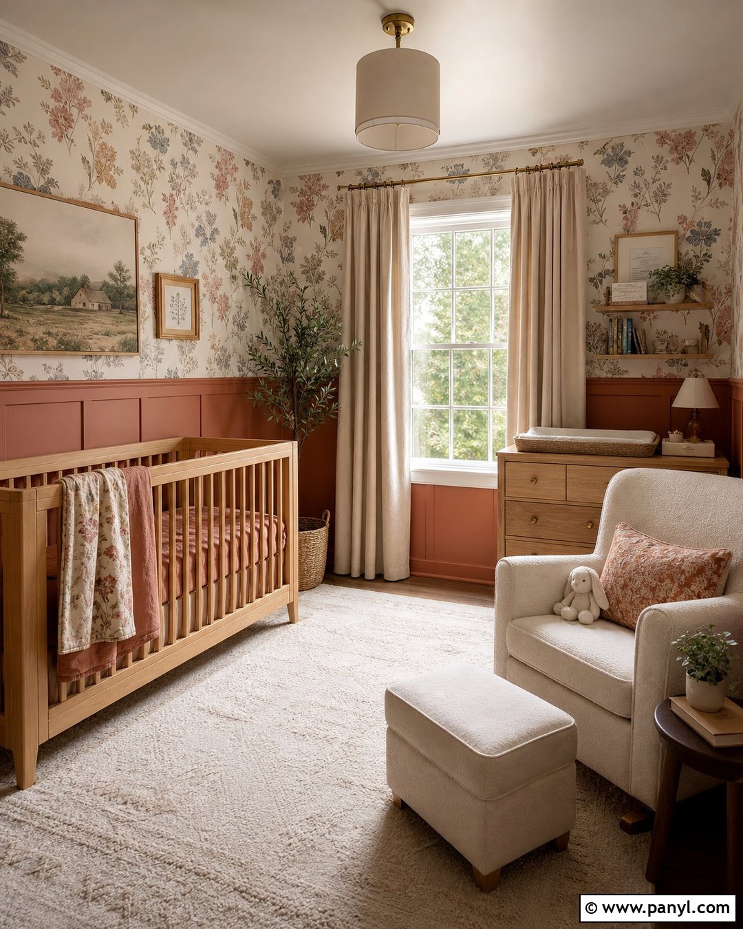 Clay And Floral Nursery Walls - 25 Two Tone Nursery Walls