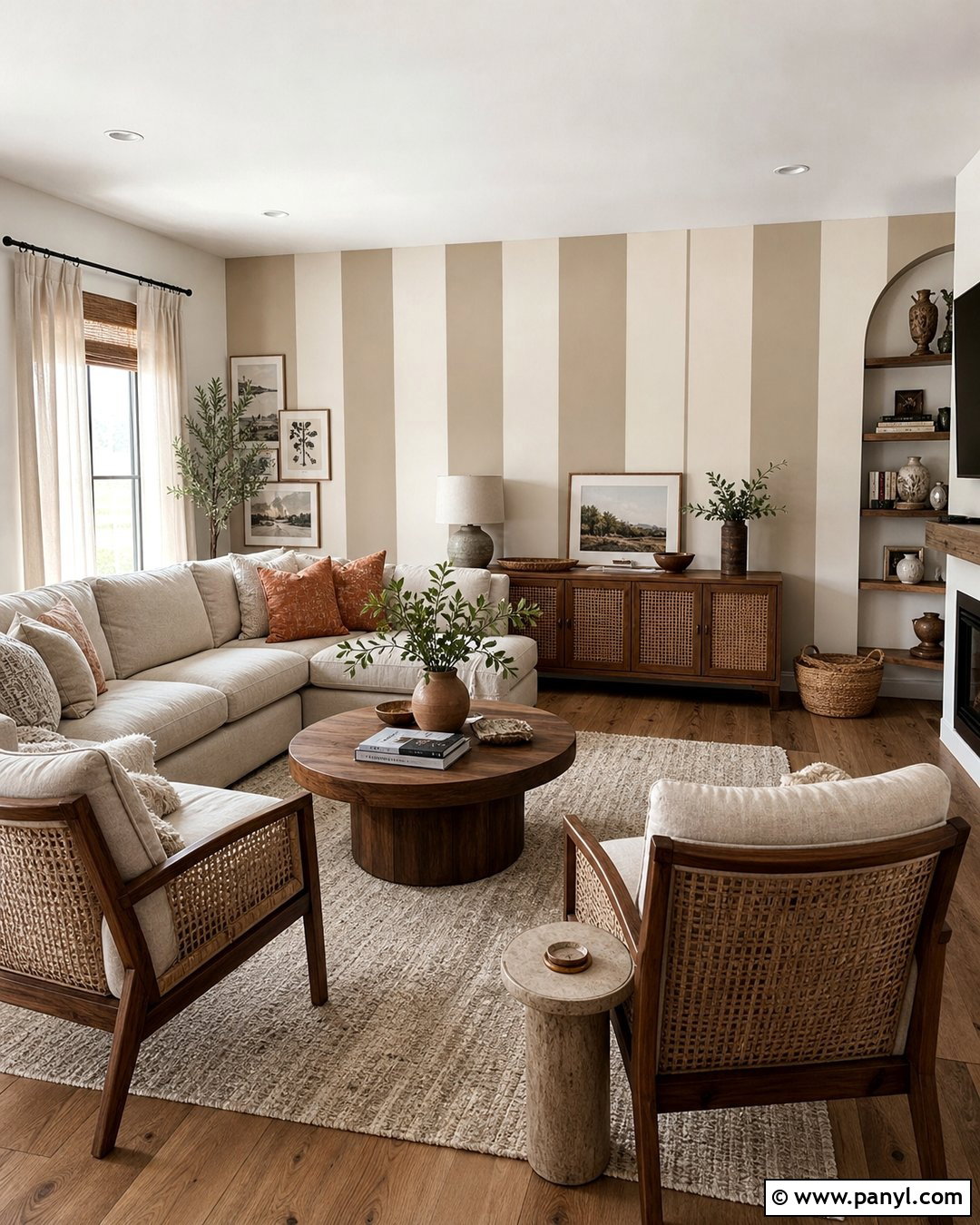 Clay Beige And Cream Family Room Stripes - 20 Neutral Color Wall Stripes