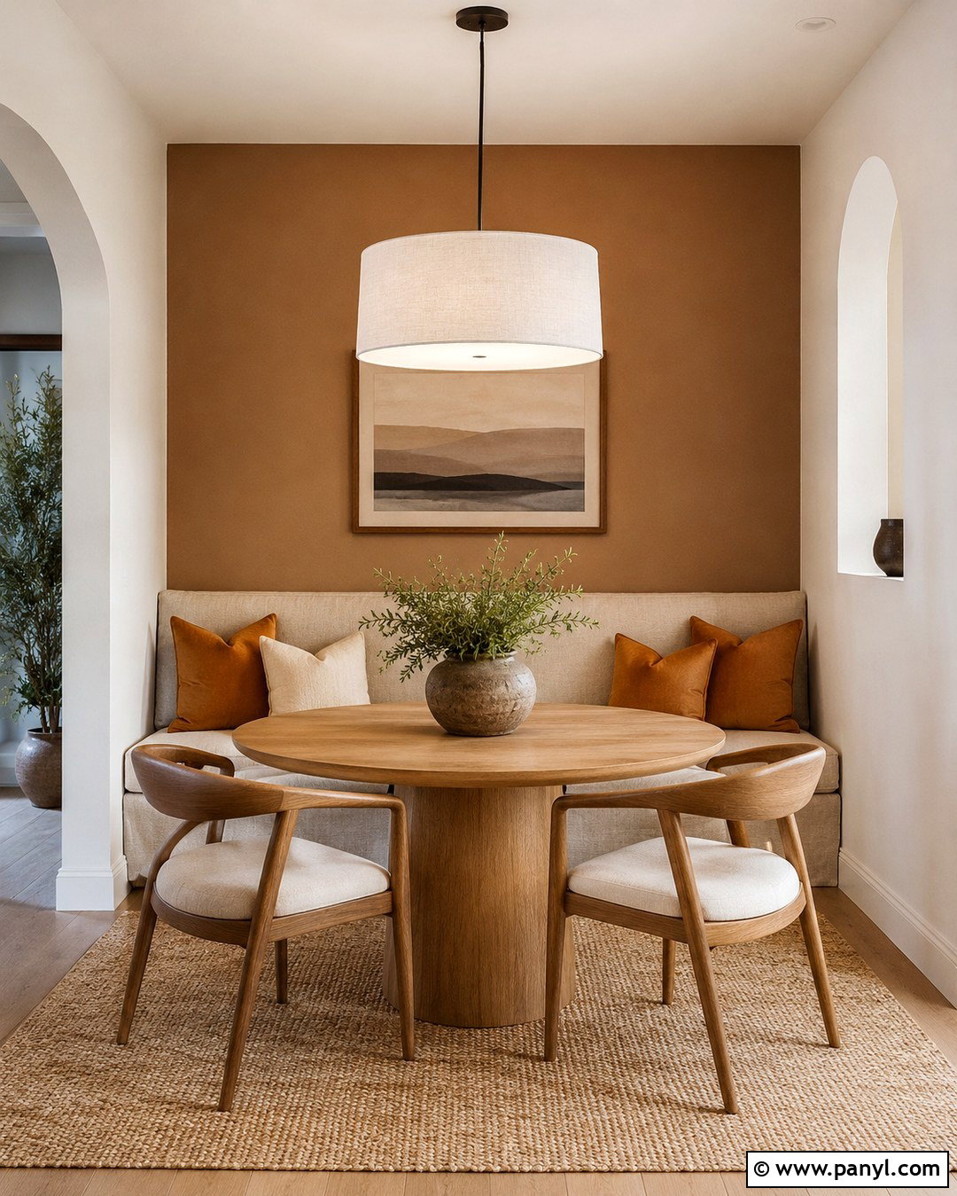 Clay Beige Dining Nook Accent Wall - 20 Neutral Color Accent Wall Ideas