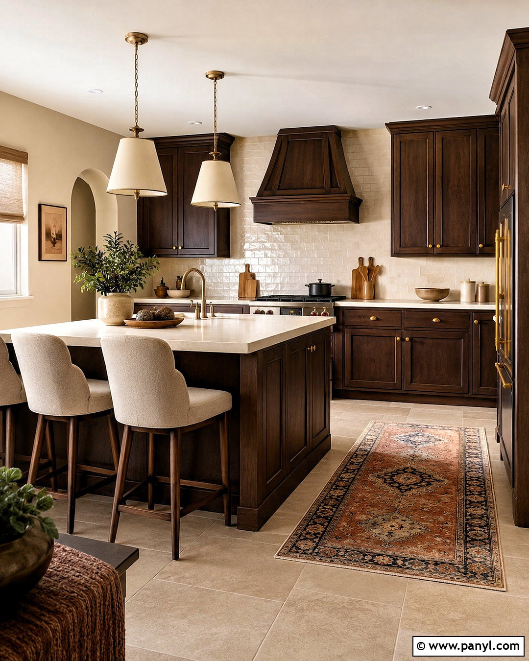 Clay Beige Kitchen Walls With Dark Wood Cabinets - 40 kitchen wall color ideas