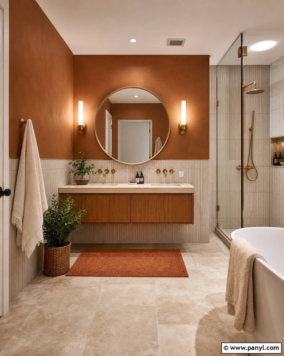 Clay Brown Bathroom Wall - 20 Brown Orange Wall Color Ideas