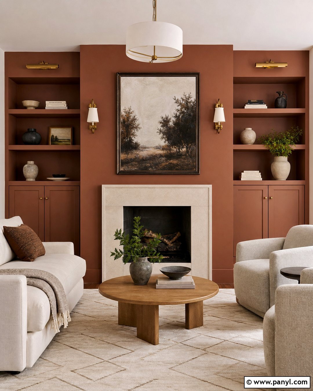 Clay Brown Fireplace Wall - 25 Warm Brown Wall Color Ideas