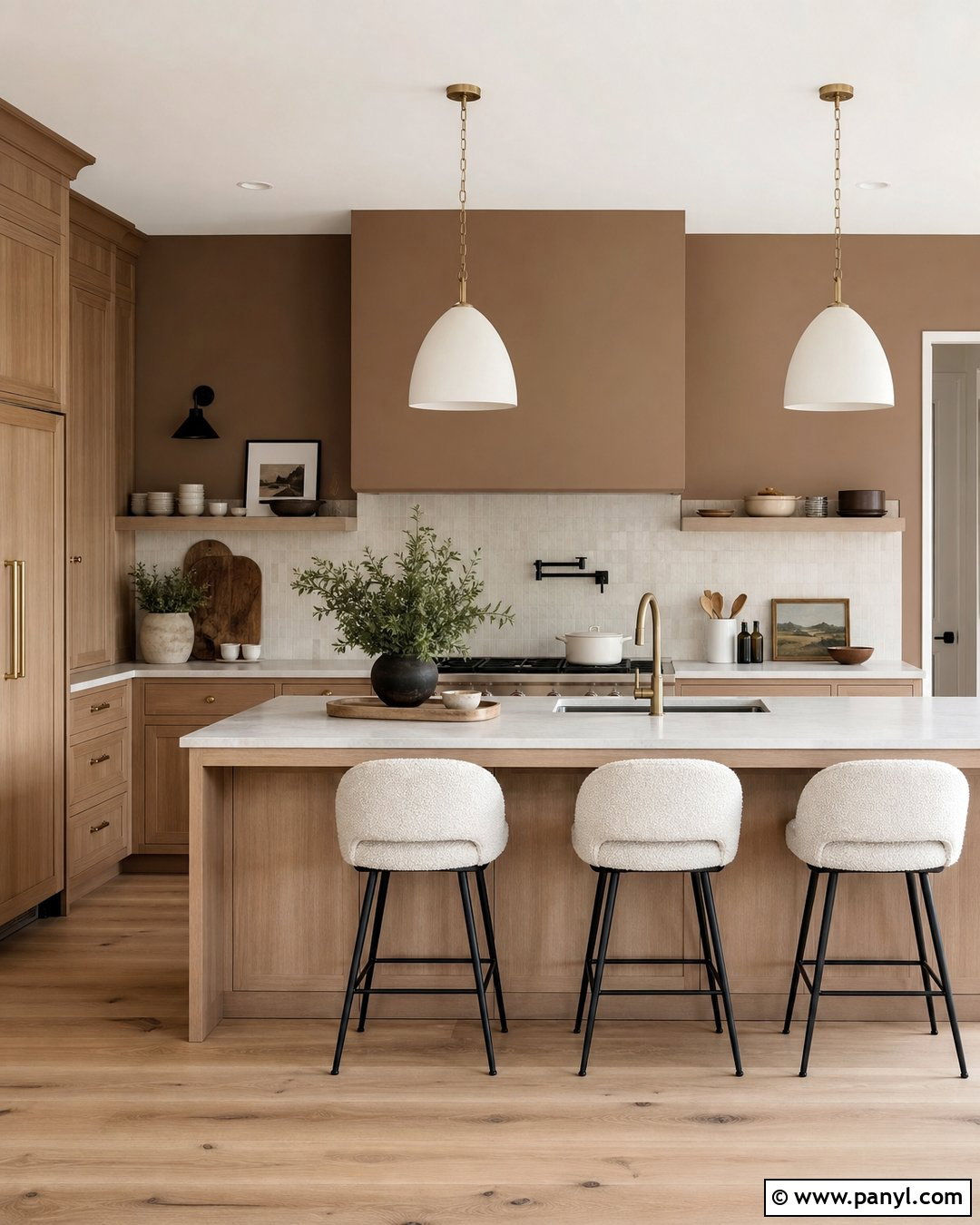 Clay Brown Kitchen Walls With Light Wood Cabinets - 25 Kitchen Wall Color With Natural Wood Cabinet Ideas