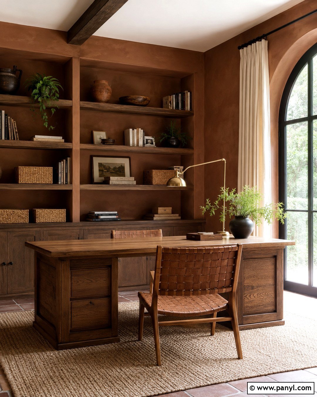 Clay Brown Mediterranean Home Office Walls - 20 Mediterranean Wall Paint Ideas