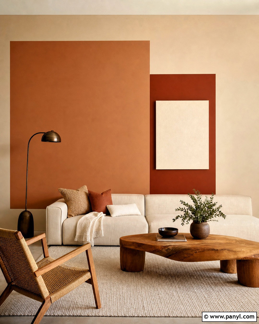 Clay Color Block Living Room Wall - 20 wall design ideas living room paint ideas