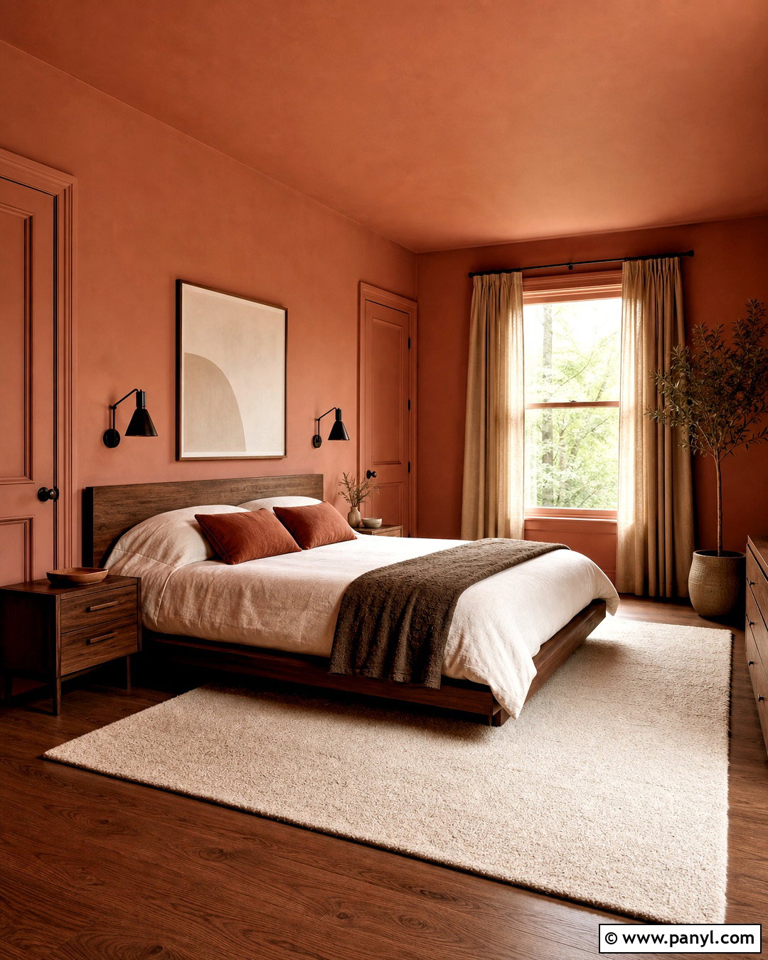 Clay Color-Drenched Bedroom Paint Colors - 20 room colour ideas bedroom paint colors