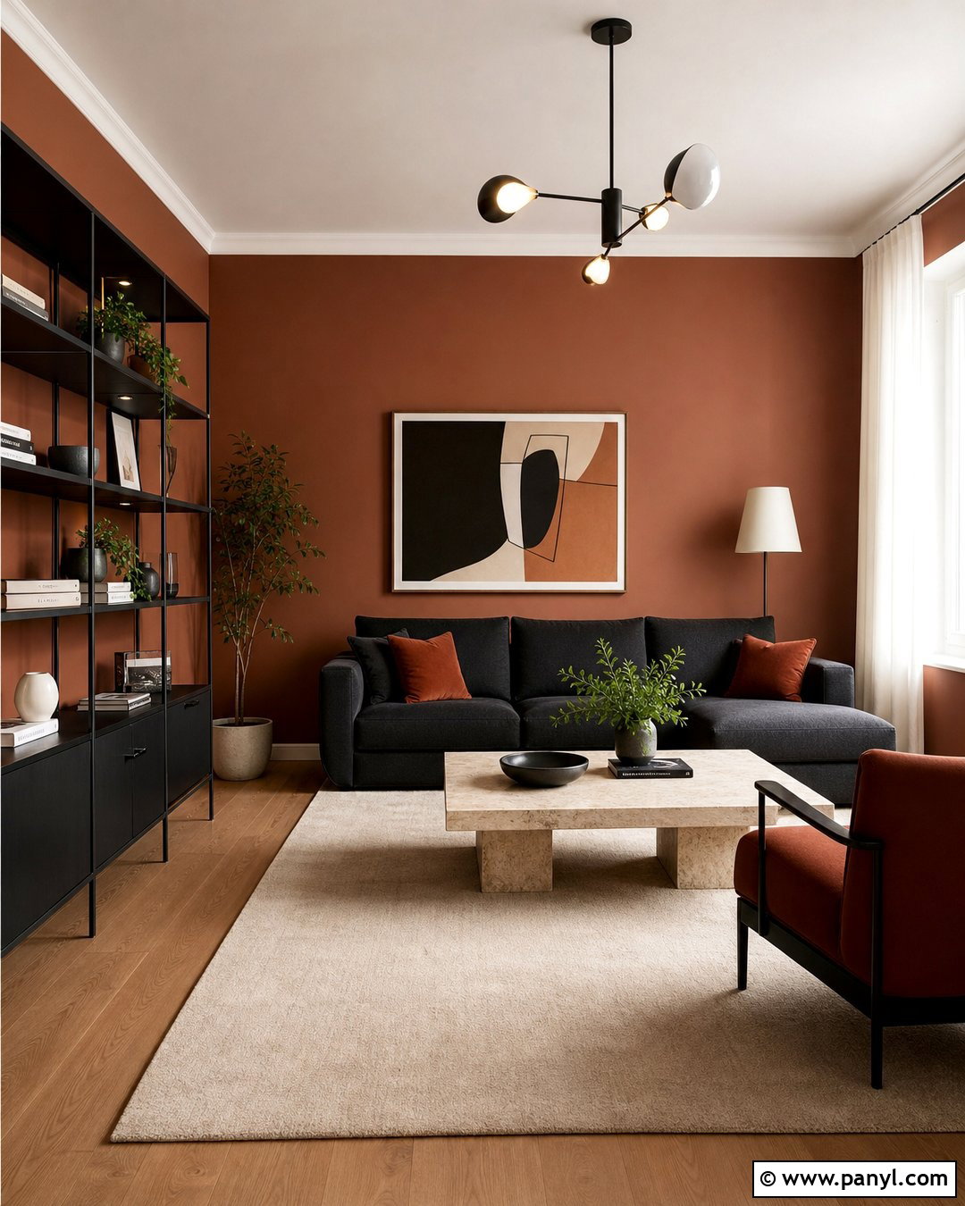 Clay Colored Walls With Black Accents - 30 clay colored walls