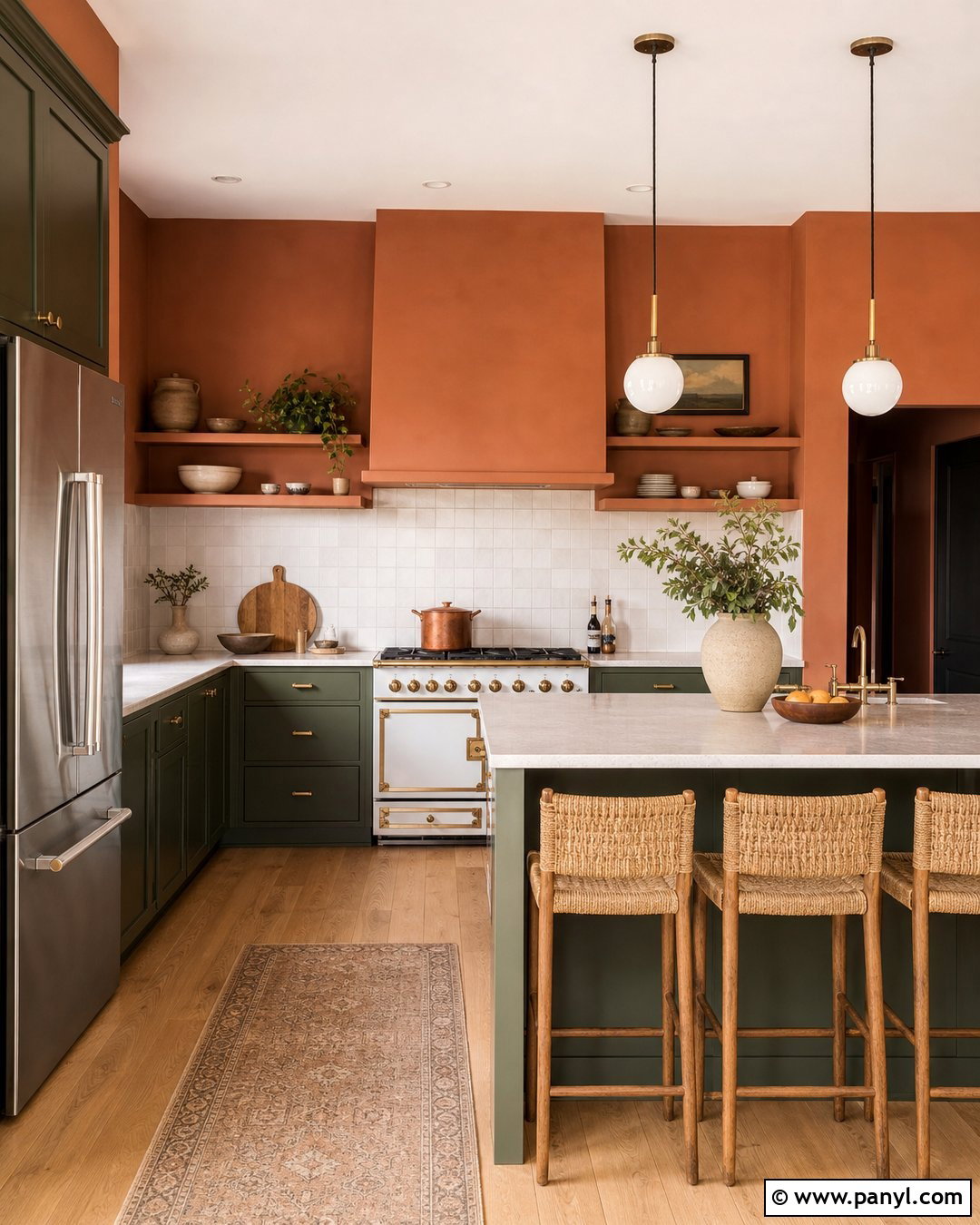Clay Colored Walls With Green Cabinets - 30 clay colored walls