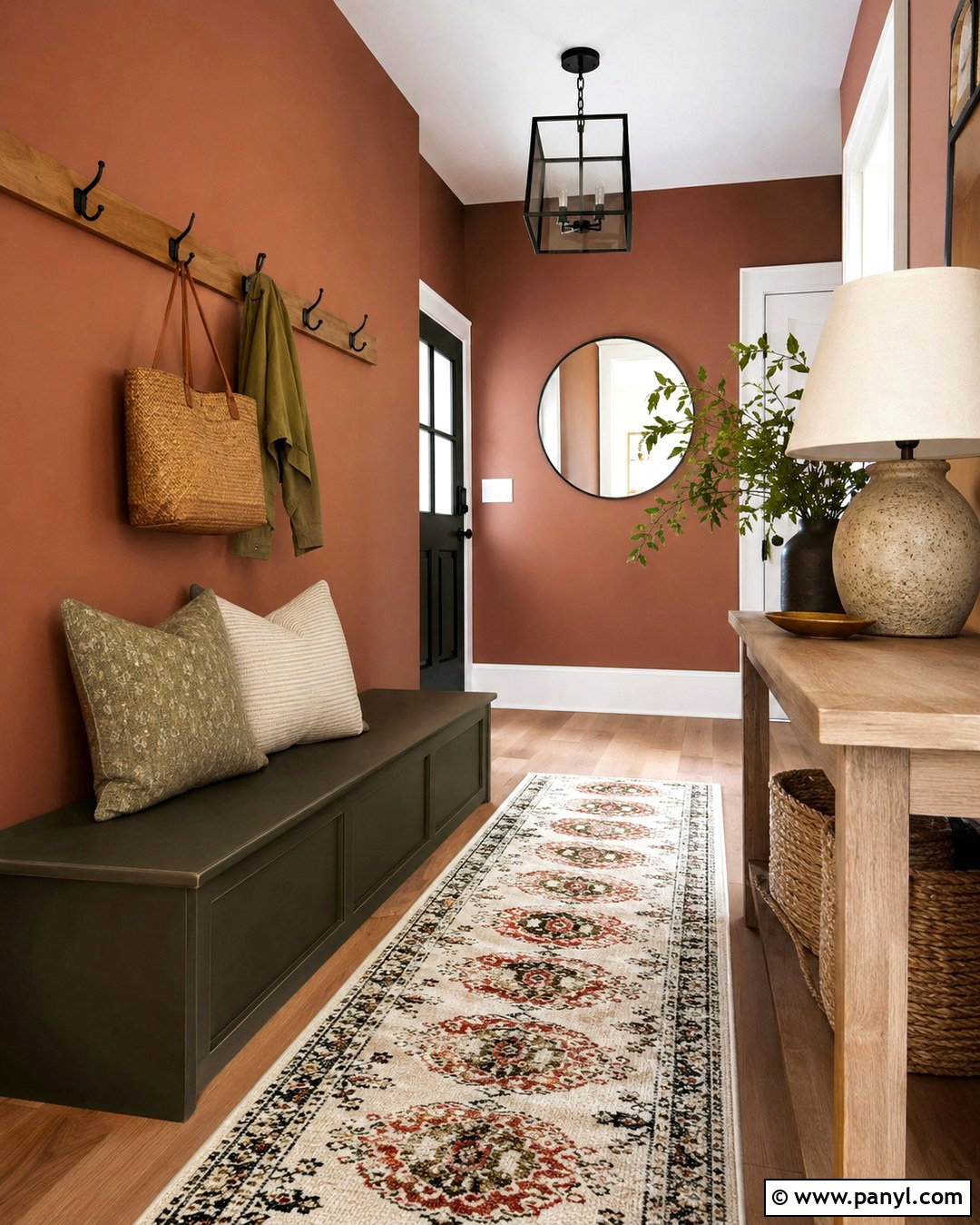 Clay Entryway Walls With Green Accents - 20 Clay Color Painted Walls