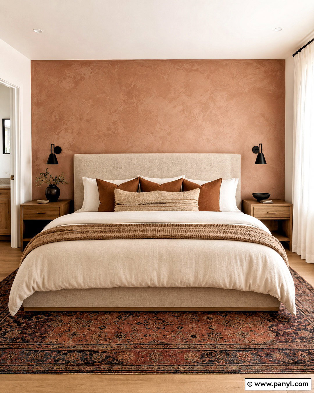 Clay Limewash Accent Wall - 20 limewash walls bedroom ideas