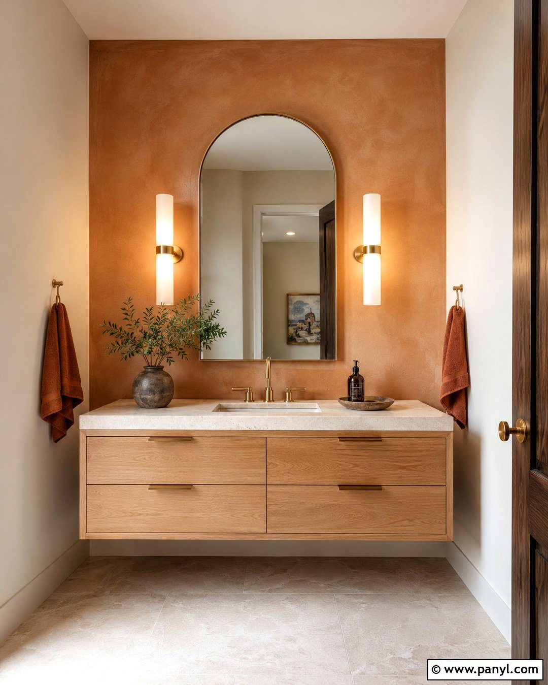 Clay Limewash Bathroom Accent Wall - 20 Limewash Paint Accent Wall Ideas