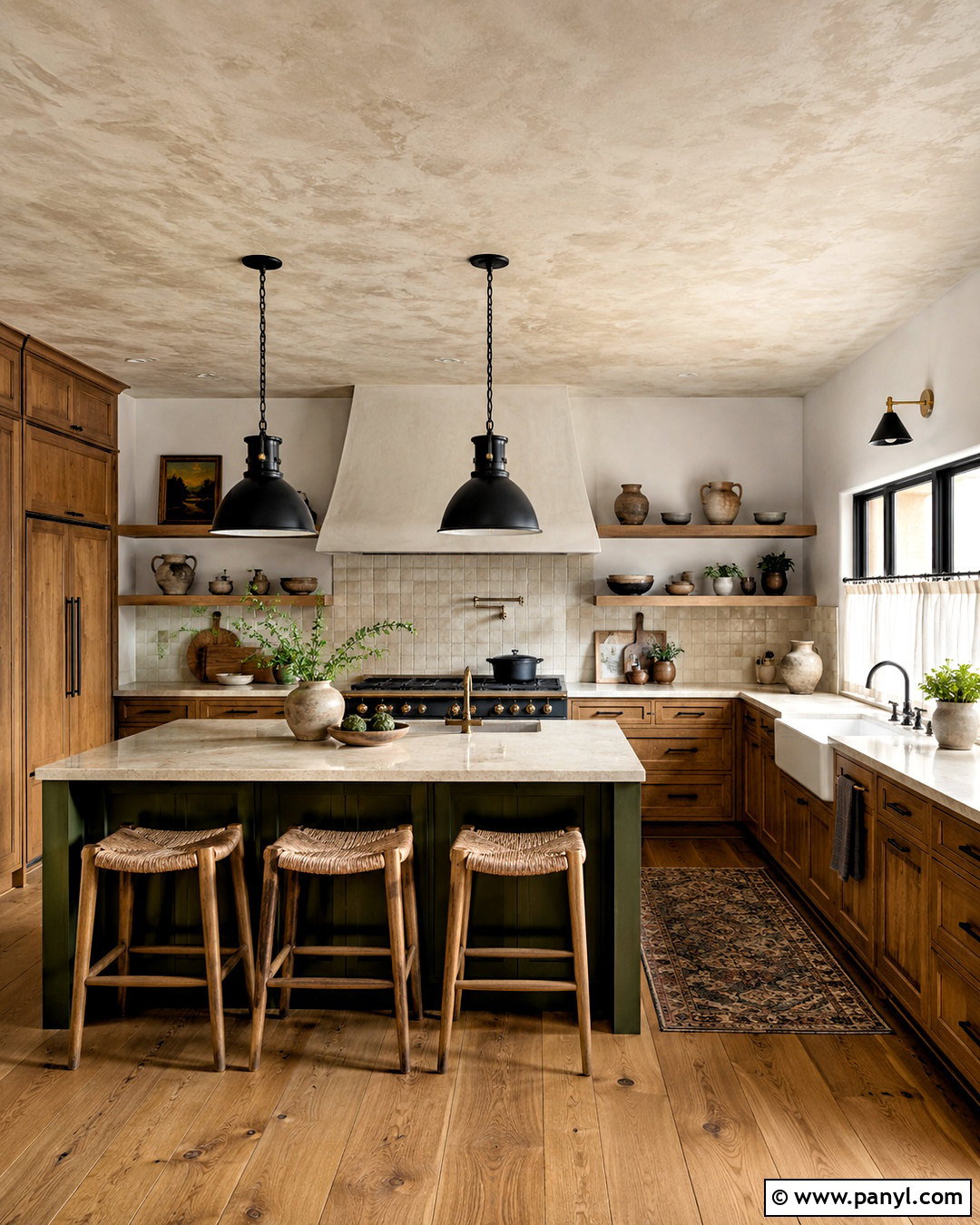 Clay Limewash Ceiling Rustic Kitchen - 20 limewash ceiling ideas