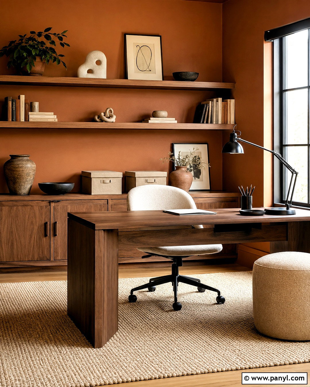 Clay Orange Home Office - 20 Warm Orange Wall Color Ideas