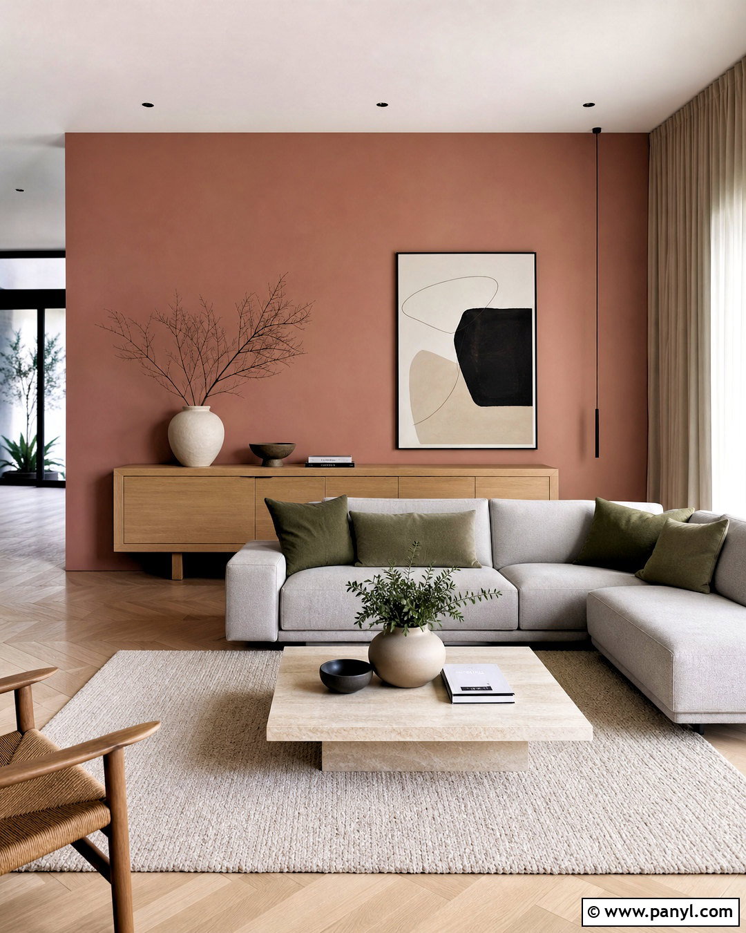 Clay Pink Accent Wall With Modern Decor - 20 accent walls in living room ideas paint ideas