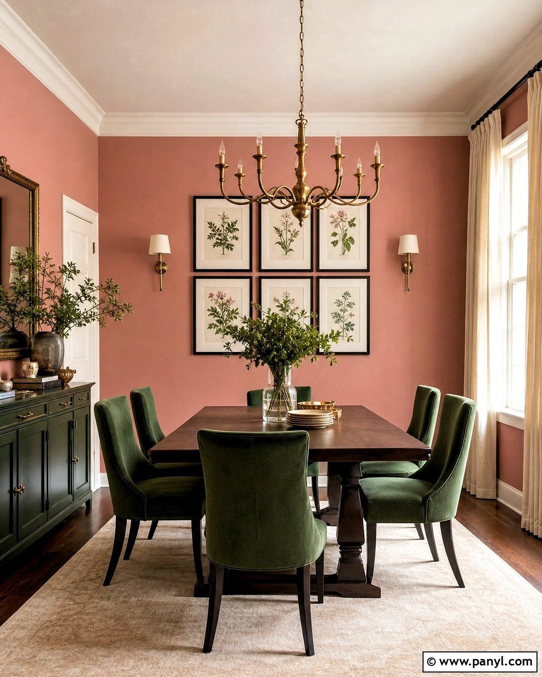 Clay Pink And Deep Green Dining Room Color Combination - 20 color combinations home ideas