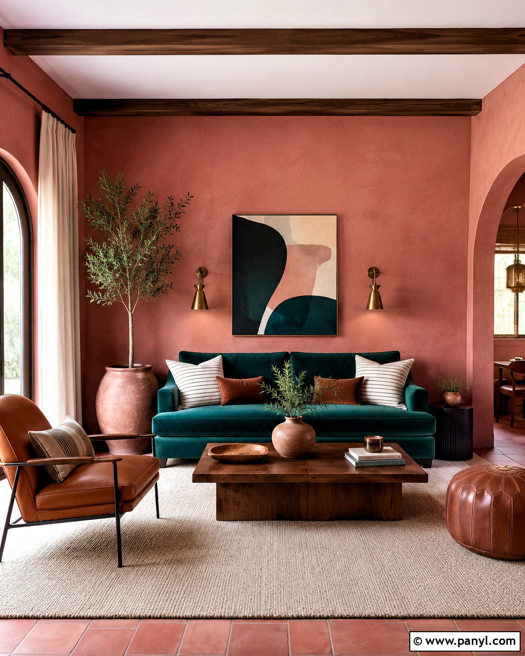 Clay Pink And Deep Teal Living Room - 20 living room color combination ideas