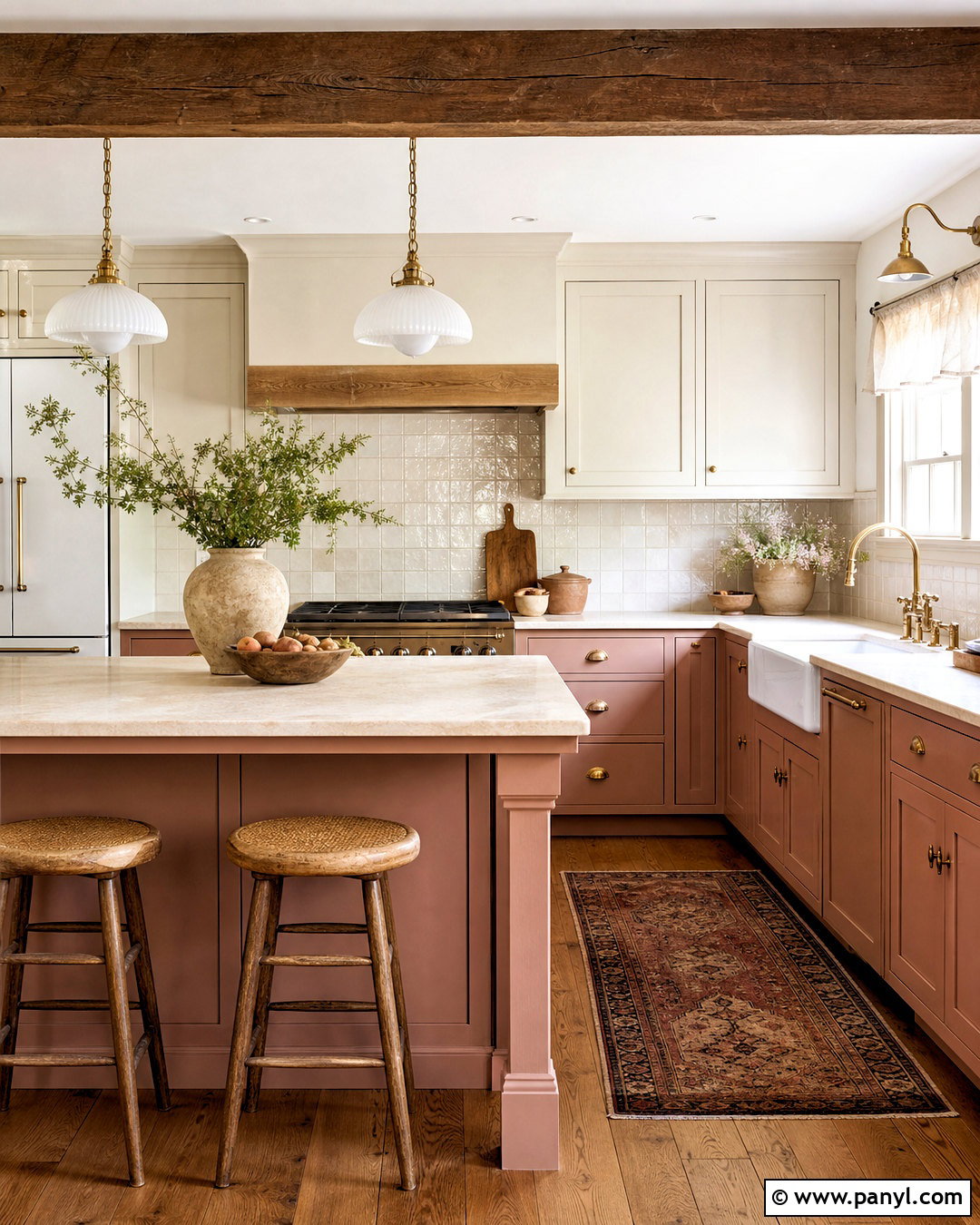 Clay Pink And Natural Oak Farmhouse Kitchen - 20 farmhouse kitchen color scheme ideas