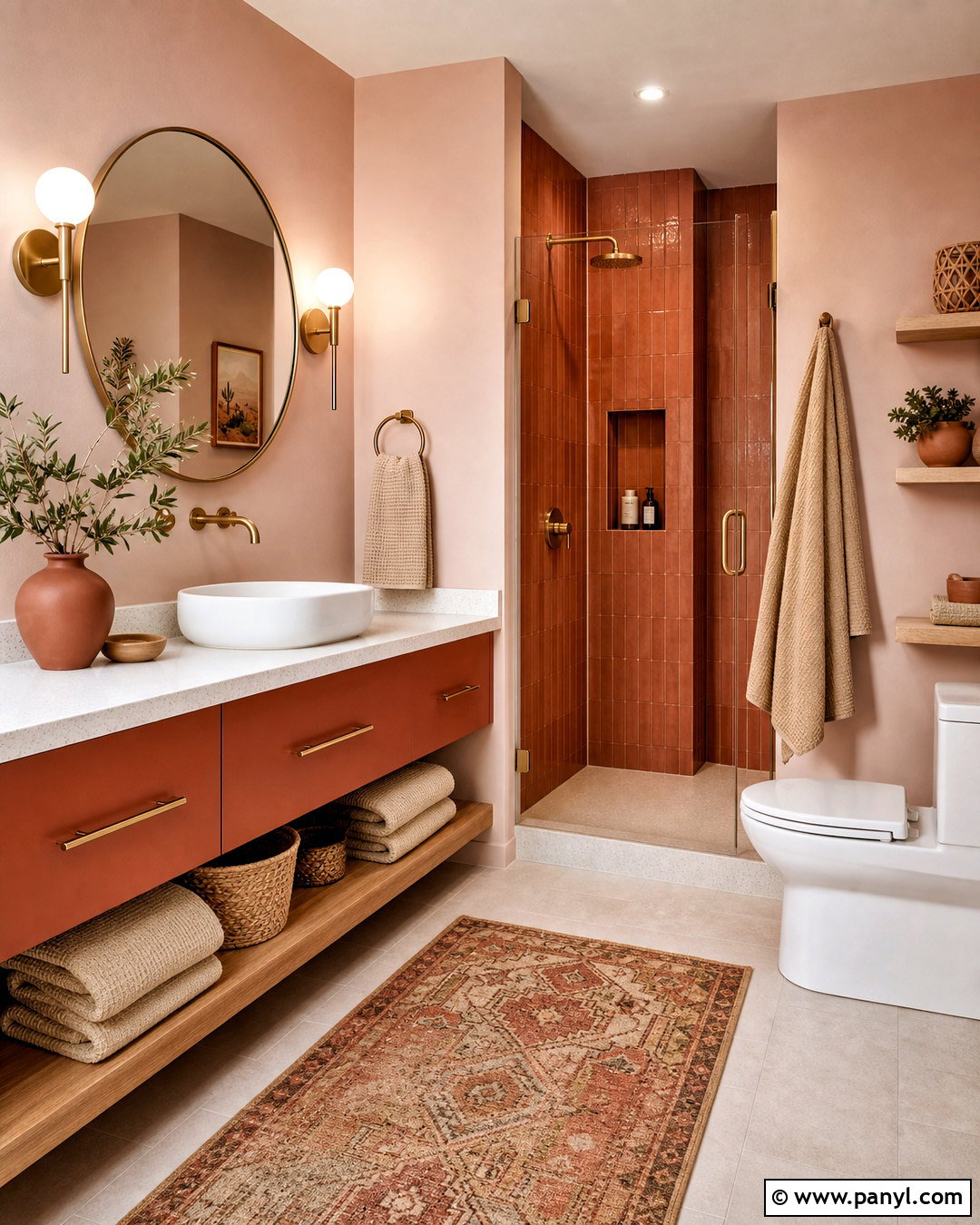 Clay Pink And Rust Bathroom - 20 bathroom color palette ideas