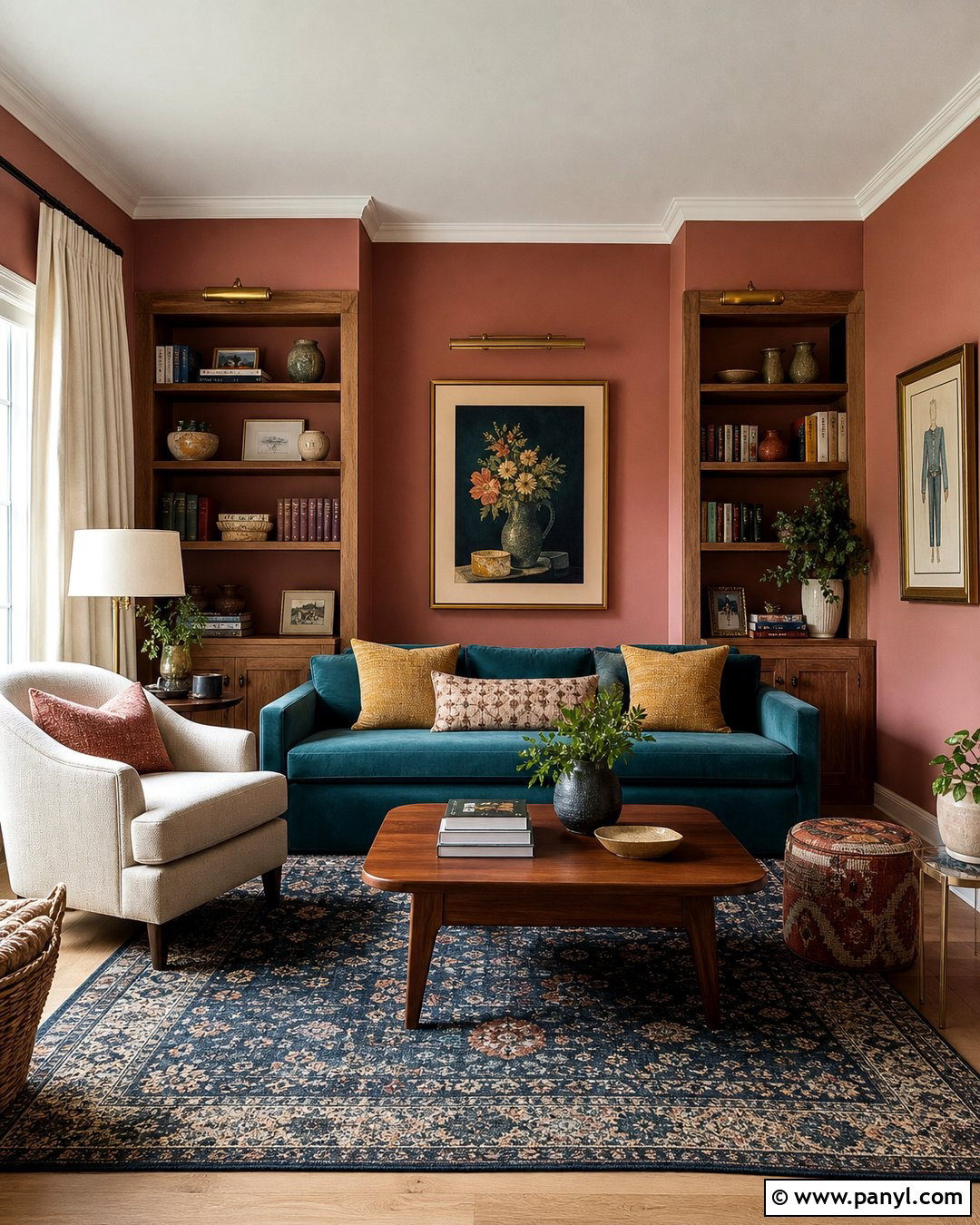 Clay Pink And Teal Interior Colour Combination - 20 Interior House Colour Combination Ideas