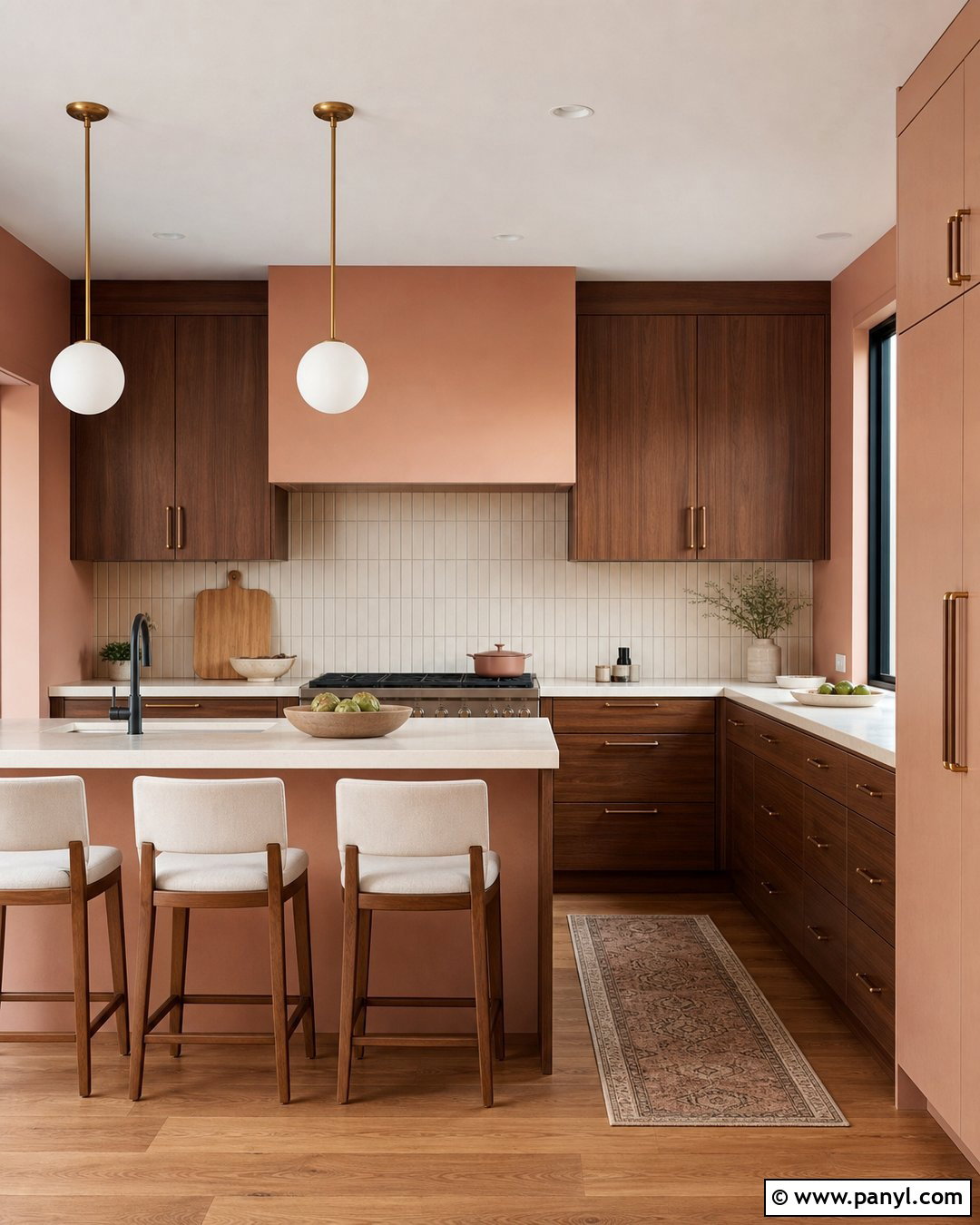 Clay Pink Kitchen With Wood Cabinets - 25 Kitchen Colors With Wood Cabinets